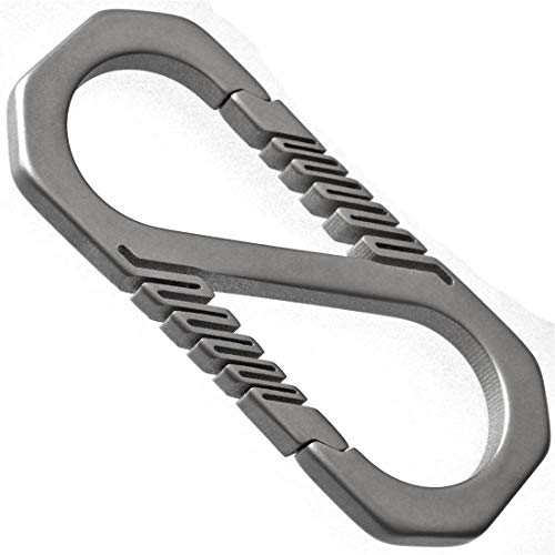 [Beaton_Japan] チタン 合金 カラビナ S字 キーホルダー 錆びない 薄型 キーチェーン TC4 (グレー)