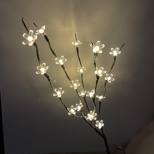 Image of Ulalaza 27.5'' 2 Branches 40 LED Bulbs Twig Lamp Battery Operated LED Lighted Willow Branches Vase Fillers Use for Christmas Home Party Decoration Indoor Outdoor