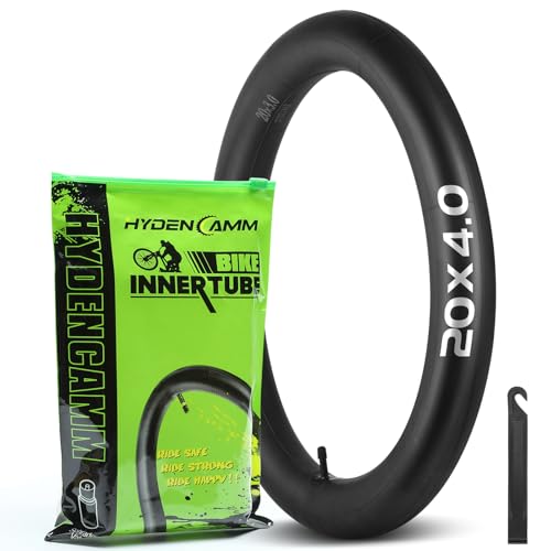 1 Pack 20x4.0 Fat Tire Tubes with AV 32mm 20x3.5-4.5 Fat Tire Tube Heavy Duty with 1 Tire Lever 20 x 4.0 Premium Butyl Rubber Bike Tube 20 x 3.50 20 x 4.0 20 x 4.5 for Road/MTB/E Bike by Hydencamm