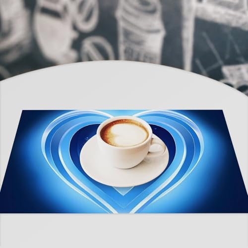 Set de table en PVC Blue Heart résistant à la chaleur et lavable en vinyle - 8