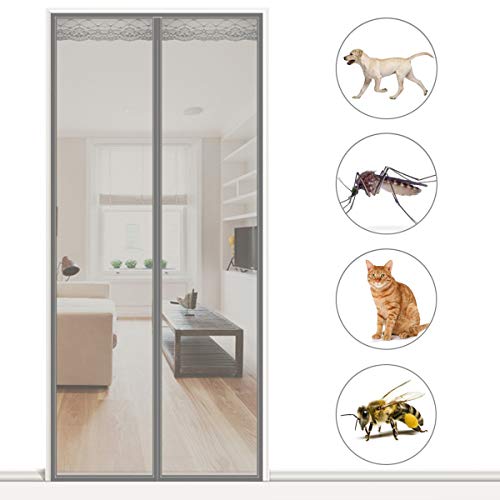 Preisvergleich Produktbild AMZERO Magnet Fliegengitter Tür Balkontür, 100x230cm FliegengittertüR Ohne Bohren Insektenschutz Full Frame Klettverschluss für Balkontür Wohnzimmer Terrassentür, Grau