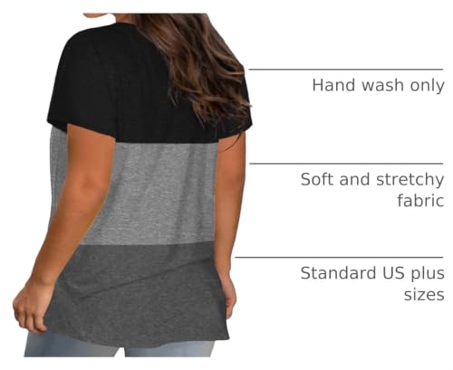 Image of DOLNINE Plus-Size Tops for Women Casual Short Sleeve Color Block T-Shirts | Basic Going Out Tees, Summer Trendy Loose Fit Tunics