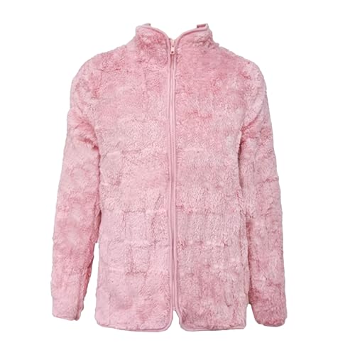 Manteaux en polaire pelucheuse pour femme DGKaxiyaHM | Veste chaude à carreaux et col montant