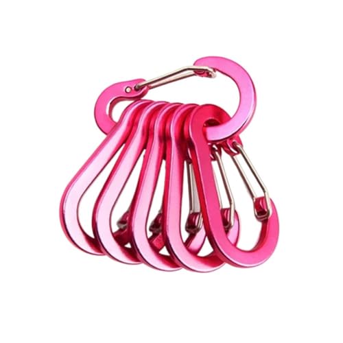 登山用クリップ, 6/12個の小型カラビナクリップアウトドアツール登山バックルカラビナ(6pcs rose Red)