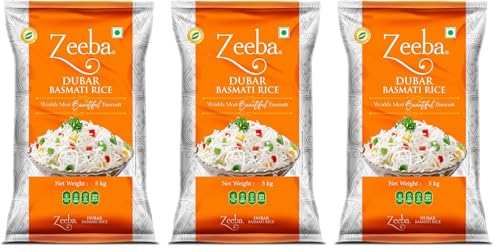 Image of Zeeba Dubar Basmati Rice 5 Kg, Smart Choice at Smart Price (Cooked length up to 16mm)* (Pack of 3)