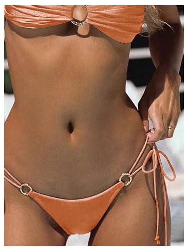 Image of SOLY HUX Bathing Suit for Women Halter Ring Linked Tie Side Bikini Sets Two Piece Swimsuit