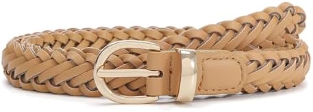 Thin Braided Belts for Women Classic Waist Belt Skinny Woven Stra...