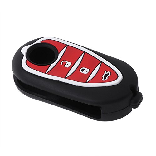 Happyit Silicone Car Key Case Cover for Alfa Myth 159 GTO Giulietta Romeo 4C GTA-m38 3 Buttons Fob Key (Black) - Image 4