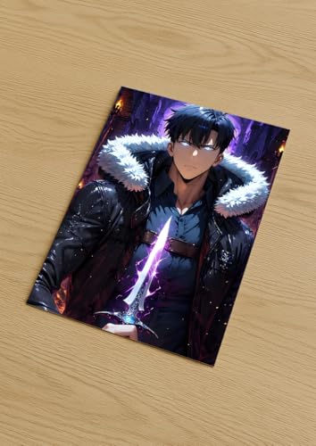 Image of NIJUKA Anime Printed Metal sheet Poster For Home And Room Decoration | For Anime Art Fans Boys And Girls (Jin wo job change)