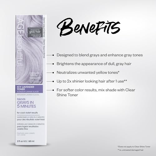 Image of AGE beautiful Hair Toner for Gray Hair, 5-Minute Demi Cream Toner, Neutralizes Yellow Tones, Blends & Enhances Soft Gray, Ammonia-Free Professional Color for Shine