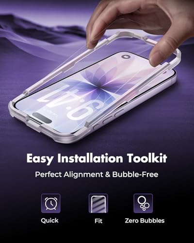 Image of UNBREAKcable 3-Pack Screen Protector for iPhone 17, Double Shatterproof Tempered Glass [Easy Installation Frame] [9H Hardness] [99.99% HD Clear] [Case Friendly] for iPhone 6.3 inch