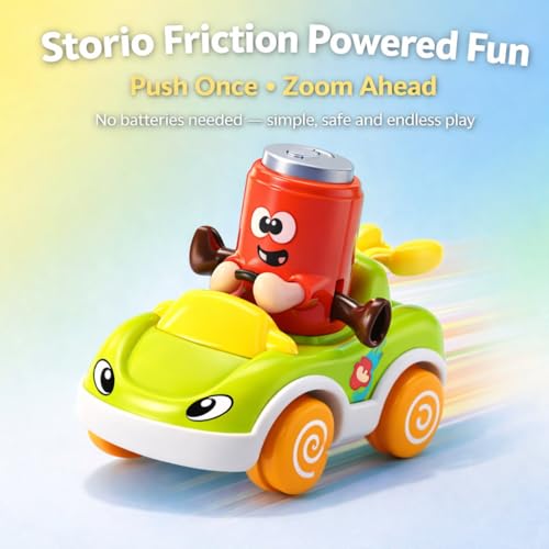 Image of Storio Foodie Toy Car - Mr Coca | Friction Powered Vehicle for 1-3 Year Old Boys & Girls | Push & Go Baby Car Toy | Cartoon Car for Toddlers 12-18 Months | Safe Durable Educational Toy for Kids