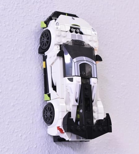 Image of Collectible Car Display Wall Mount | Low Profile Design Compatible with Lego Car Models | Display Cars by Wheels on Wall | Made in USA (White 10-Pack)