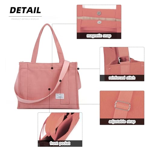 Image of Valleycomfy Corduroy Tote Bag for Women Travel Crossbody Bag Purse Women Shoulder Bags Work Handbags Everyday Hobo Bag