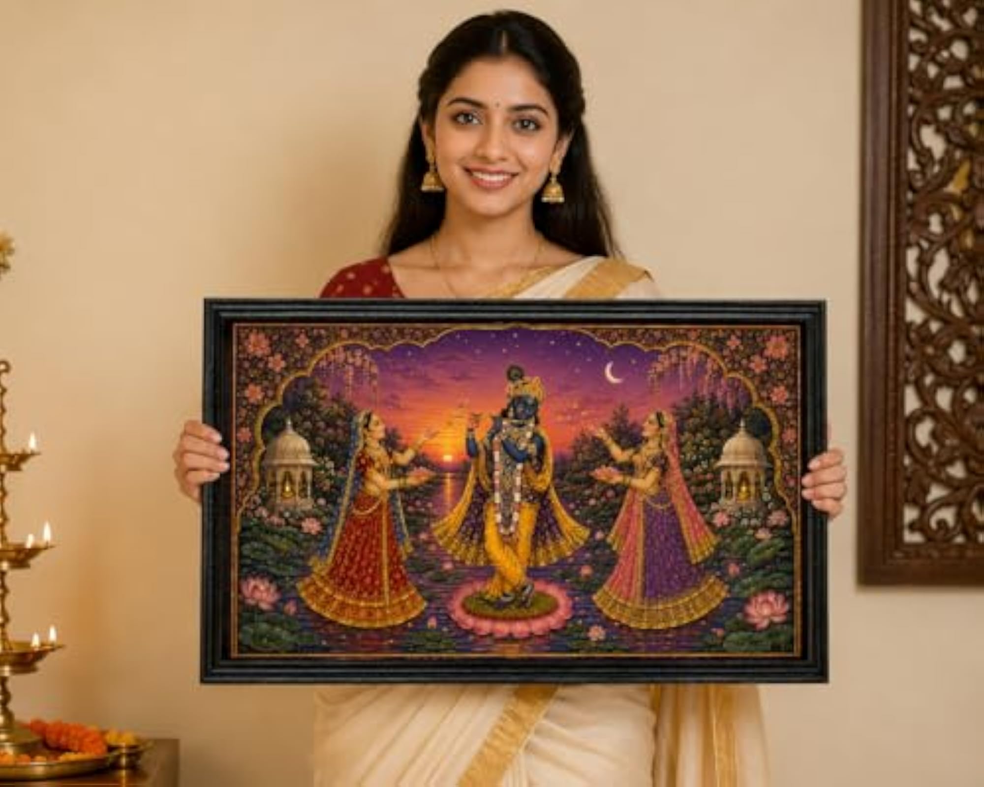 Shreenathji Pichwai Framed Wall Art