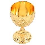 CRILSTYLEO Cáliz Vintage Dorado de Metal Copa Gótica Estilo Medieval Única para Cócteles y Whisky Vaso Resistente y Elegante para Bebidas Especiales