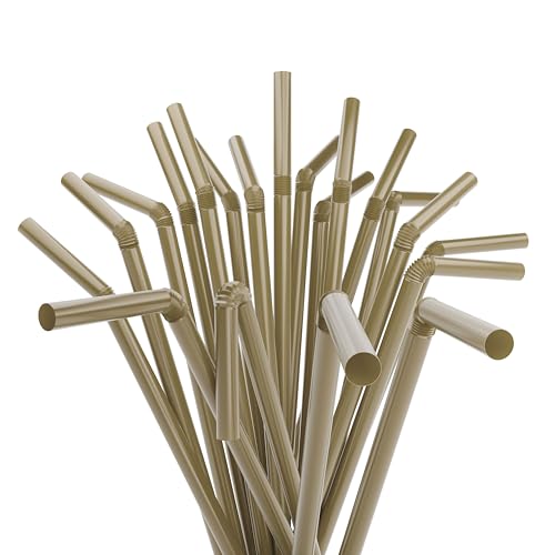Flexible Plastic Drinking Straws - 7.75 x 0.23 (250 Gold)