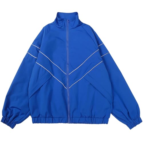 Image of LZLRUN Y2k Vintage Jacket for Men and Women Zip Up Reflective Jacket Y2k Clothing Varsity Jacket Lightweigh Punk Jacket