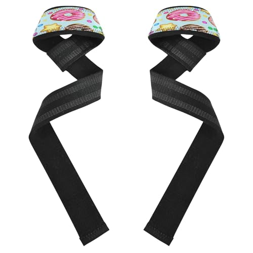 STAYTOP Delicious Colored Donuts Wrist Straps for Weightlifting,Lifting Straps with Neoprene Cushioned Wrist Padded and Anti-Skid Silicone for Strength Training,Bodybuilding,Deadlifting