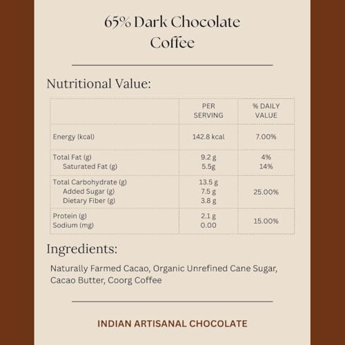 Image of Darkins | 65% Dark Chocolate With Coffee | Dark Chocolate Bar | Vegan | Natural | Gluten-free Chocolate | 50 Gm Each Pack Of 2