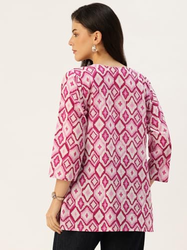 Image of feranoid Printed Top with Round Neck & 3 /4 Sleeves (S-XXL)