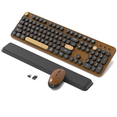 COVEVA Retro Wireless Keyboard and Mouse Combo with Wrist...