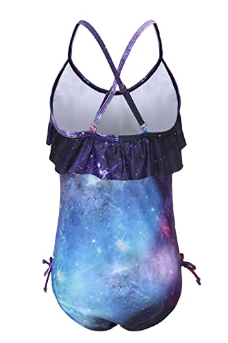 Image of Girls One Piece Swimsuits Halter Bathing Suits Summer Ruffler Swimwear 2-14 Years