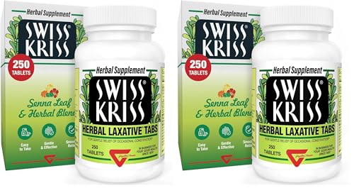 Image of Swiss Kriss Herbal Laxative Tablets, Natural Laxatives for Constipation Relief, Senna Laxative, 250 Tablets (Pack of 2)