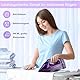 Dampfbügeleisen kabellos 2400 W kabelloses Bügeleisen, Sohle mit keramischer Antihaftbeschichtung Vertikal bügeln, Tropfstop, Antikalk, selbstreinigend mit Wassertank Cordless Steam Iron (Lila)