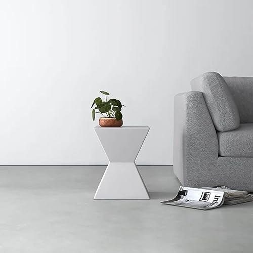 Image of Wooden Block Accent Side Table in Antique Wooden Design, Fully Assembled, End, Bedside Table and Nightstand, for The Living Room and Bedroom-White