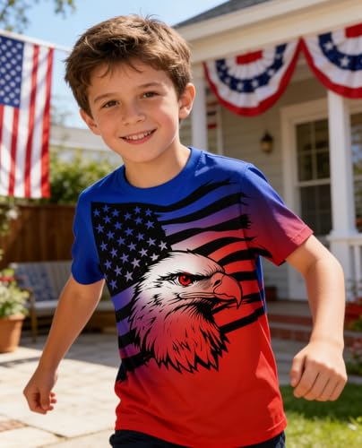 Image of uideazone Tshirts for Boys Kids Short Sleeve T-Shirt 3D Graphic Tee Shirts Tops Clothes 4-16 Years