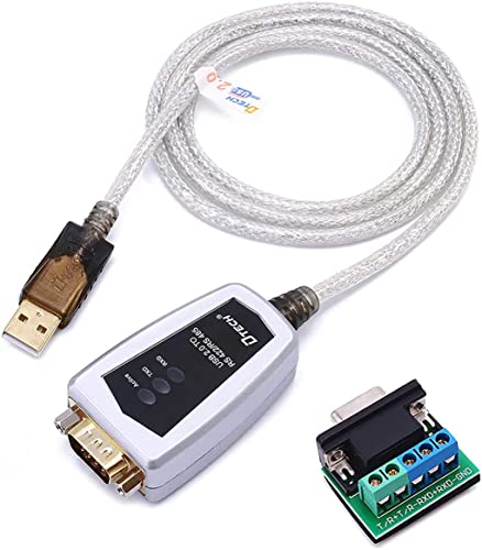 DTECH USB to RS422 RS485 Serial Port Converter Charging Adapter Cable 0.5m with FTDI Chip Supports Windows 10, 8, 7, XP and Mac (1.5 Feet) - Silver