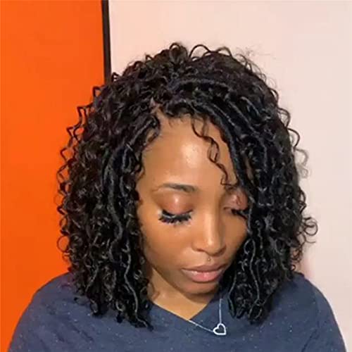 7 packs Goddess Locs Crochet Hair 12 Inch River Fauxs Locs Wavy Crochet With Curly Hair In Middle And Ends Synthetic Braiding Hair Extension (12 inch,1B)