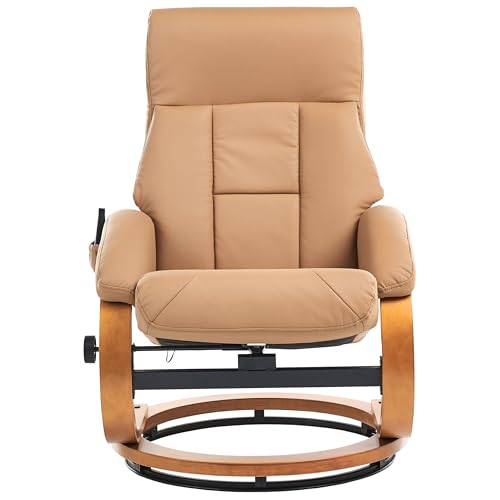 Beliani Massagesessel mit Heizfunktion, Timer und Fußhocker Kunstleder sandbeige Force – Bild 7