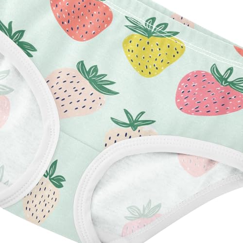 Wusikd Colorful Strawberries Girls' Underwear Cotton Girls Briefs Soft Toddler Underwear 2T4