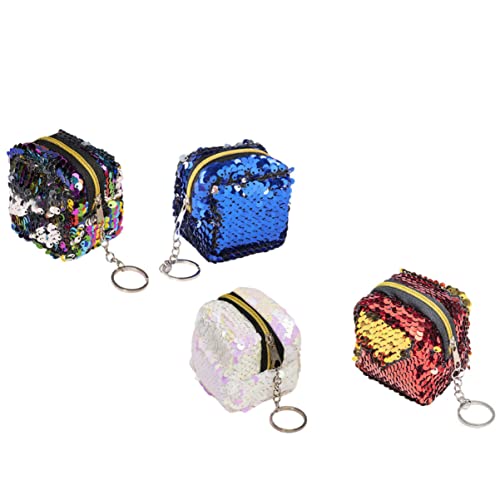 VALICLUD 4stücke Teiliges Junge Mädchen-münztaschen Zweifarbigen Pailletten Kleine Change Bags Für Karten Kleingeldaufbewahrung Robust Leicht Zu Öffnen Bunte Rot Blau Schwarz