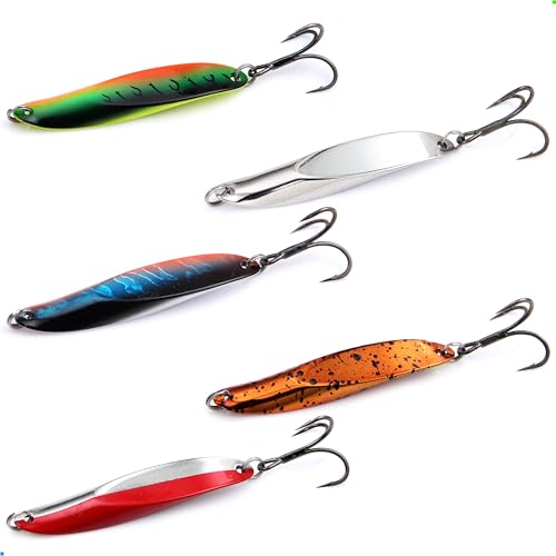 EXAURAFELIS 5pcs Fishing Lures Casting Spoon Lure Fishing Spoons Lures