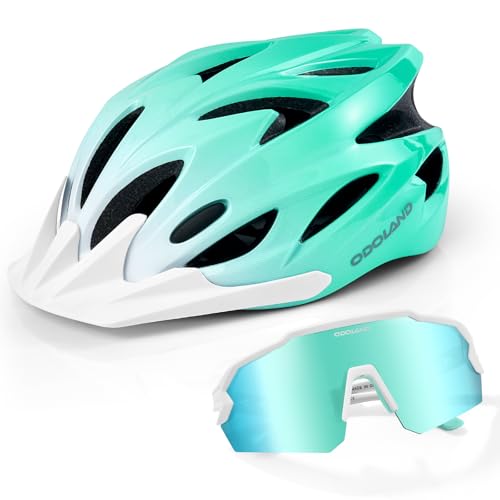 Odoland Adult Bike Helmet and Cycling Sunglasses Set for Men & Women, Safety Certified Bicycle Helmet with UV Protection Glasses for Mountain, Skating, Road, City Commuting & Outdoor Riding