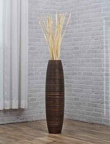 Image of Leewadee Large Floor Vase 26 inches Mango Wood for Pampas Grass, Dried Flowers