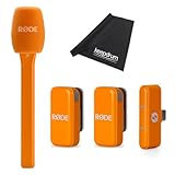 Rode Wireless Micro Drahtloses Mikrofon-System USB-C Orange mit Interview Micro Handadapter Orange und keepdrum...