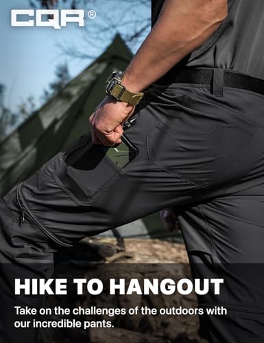 Image of CQR Men's Convertible Cargo Tactical Pants, Water Resistant Outdoor Hiking Pants, Zip Off Lightweight Stretch Work Pants
