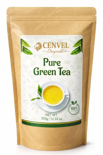 CENVEL Pure Green Tea Loose Leaf | 100% Natural and Fresh Harvest | Detox Loose Leaves Tea | Ceylon Green Tea | Single Estate Tea (350g)