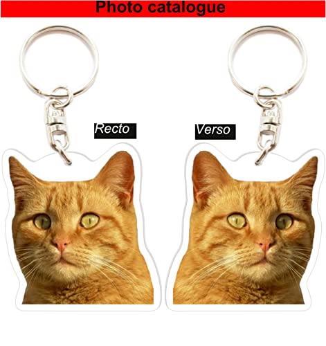 Porte-clés Rond Double Face - Chat Roux - Fabriqué En France