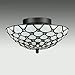 DIRYZON EUL Tiffany Style Semi Flush Mount Ceiling Fixture Antique Brass & Art Colorful Glass Shade-3 Lights