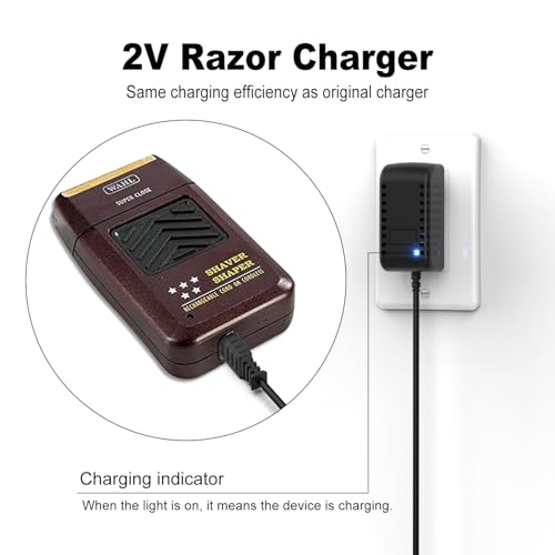 2V Charger Replacement for Wahl Shaver Shaper, Power Cord for Wahl Trimmer 8061, 8163, 8786-1001, 7367, 7357, 7029, 7060, 7035, 7339, 7356, 4000, for Wahl Clipper 5-Star Series Charging Cord