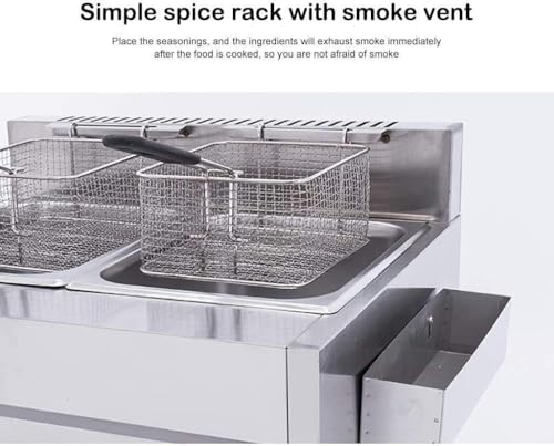 Gas-Fritteuse für Pommes Frites Donuts Fisch – 20 l große Kapazität, kommerzielle Bratmaschine mit Körben und Deckeln, leicht zu reinigendes Küchengerät – Bild 3