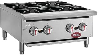Kratos 29Y-071 24" Wide 4-Burner Commercial Hot Plate, Natural Gas Countertop Stove for Restaurants, 100,000 Total BTU