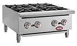 Kratos Commercial Countertop Gas Range - 4 Burners, 100,000 Total BTU, Field Convertible to Liquid Propane, 24' W (29Y-071)
