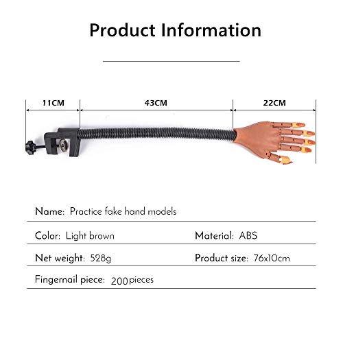 Nails Trainning Practice Hand For Acrylic Nail, Adjustable Fake Model Hands For Nails Practice, Flexible Movable Nail Tools Kits With Nail File, Nail Clipper, 200Pcs Nail Tips And15 Pcs Nail Brushes #TOP5