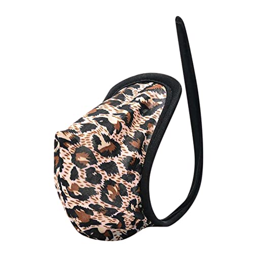 Mens C-String Bulge Pouch Underwear Underpants Invisible Bikini Briefs Open Hole Sissy Panties Thongs D One Size Leopard2
